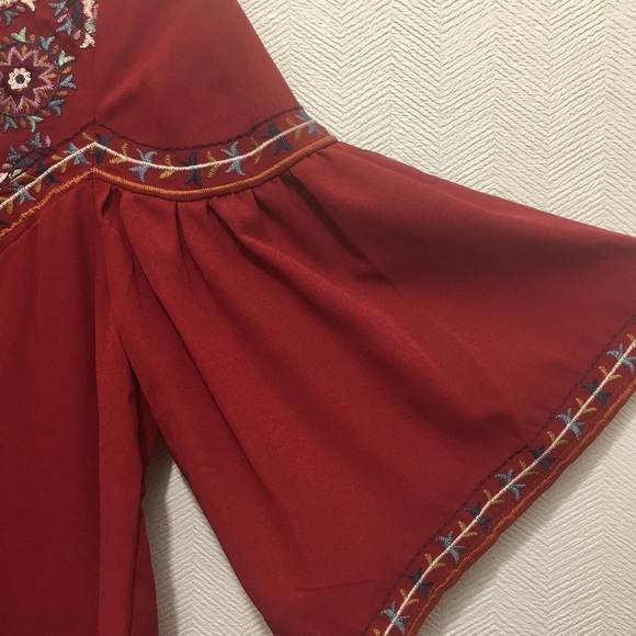 Red Embroidered Top - Picture 6 of 8